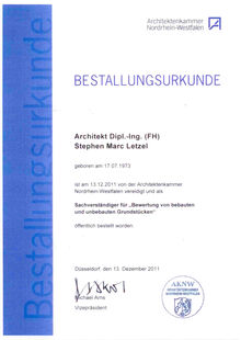 Bestallungsurkunde Stephen Letzel